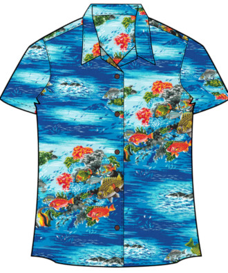 Women's Tropical Ocean Reef Hawaiian Shirt- Made in USA